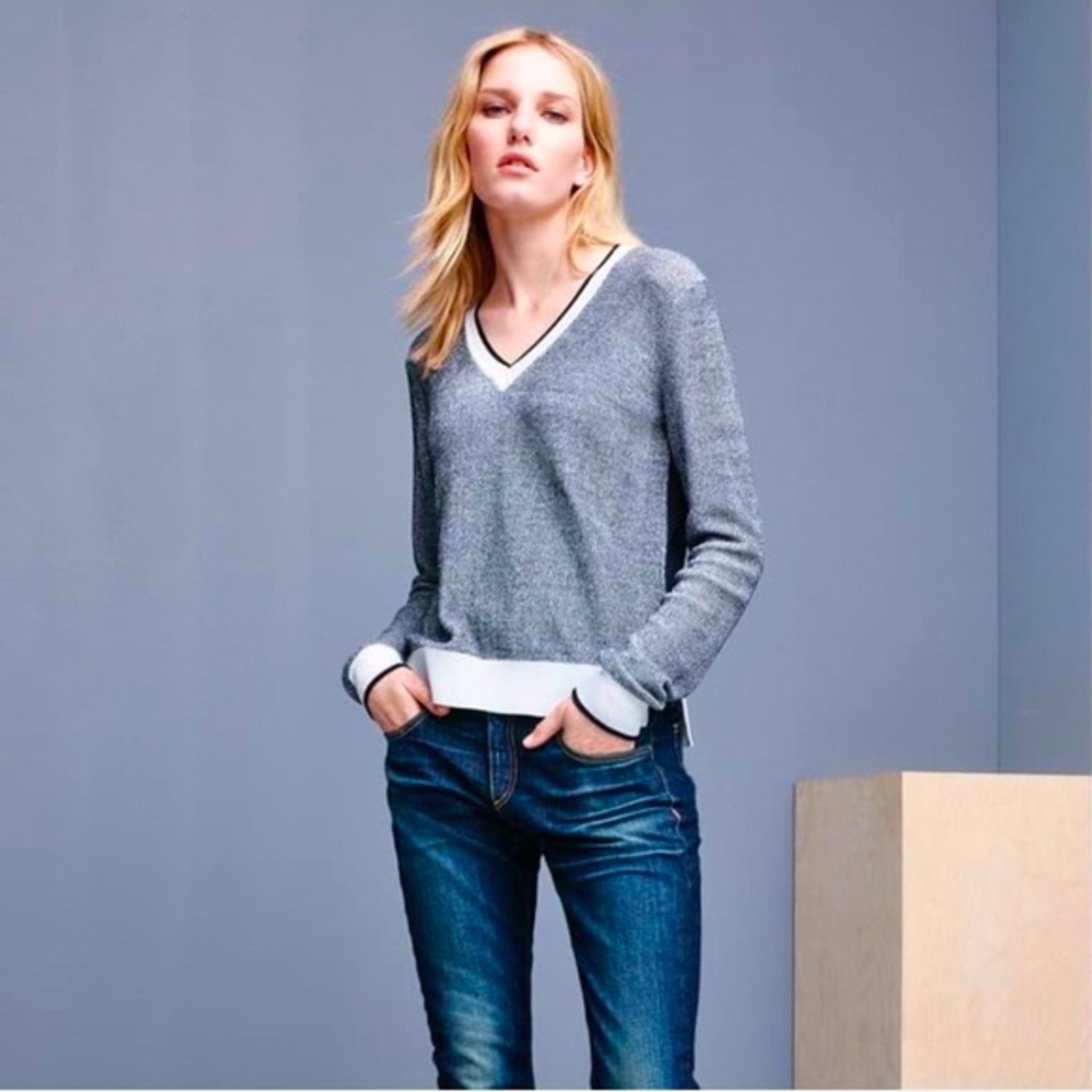 Rag and Bone / Jean Ainsley white and black v neck